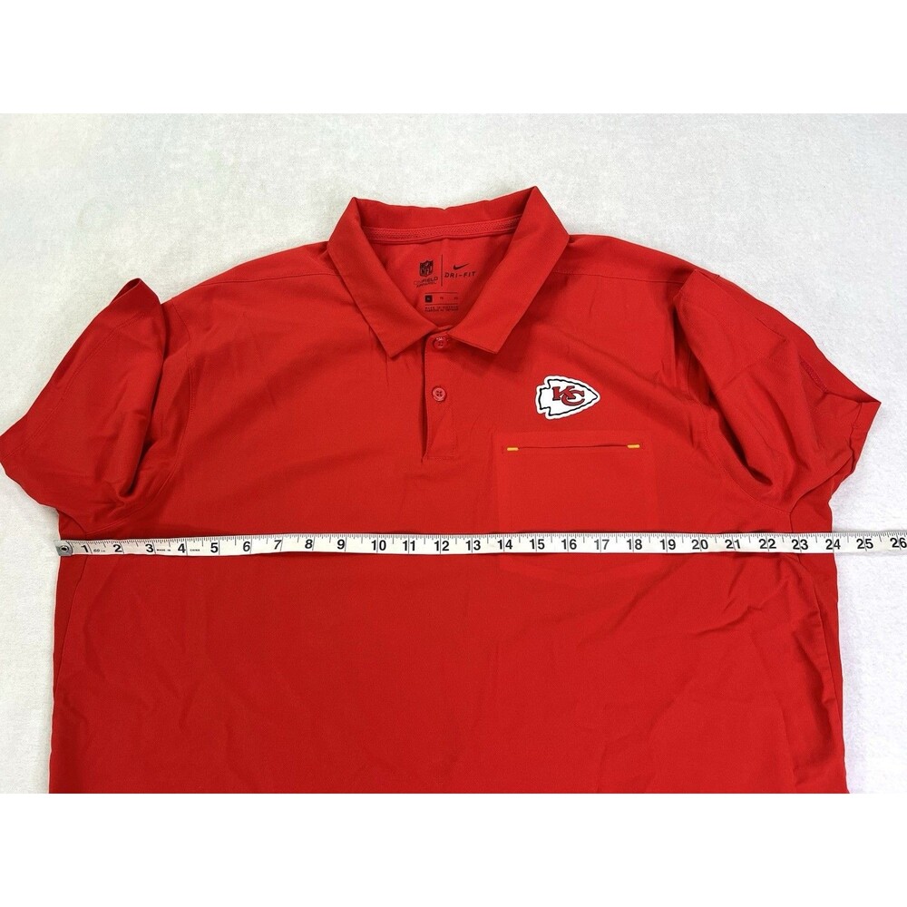 Nike Kansas City Chiefs NFL Dri-Fit Red On-Field Football Polo Shirt Mens XL - Picture 11 of 12